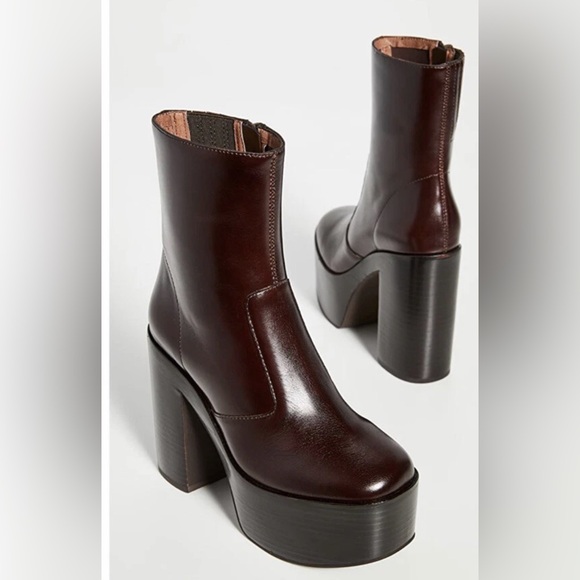 JEFFREY CAMPBELL Mexique Brown burgundy Leather Platform Boots US size 7.5 - Picture 8 of 9